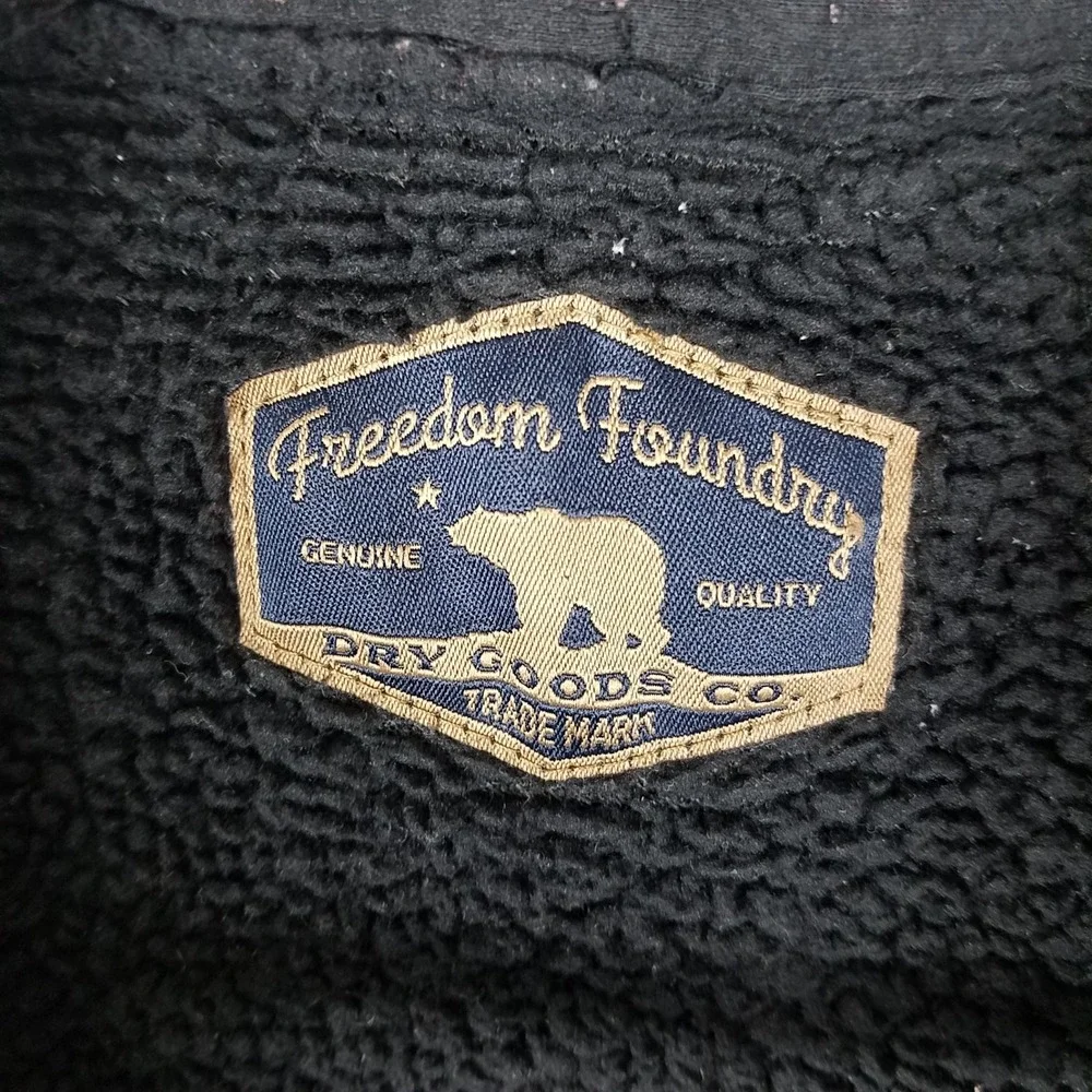 Freedom Foundry Plaid Shirt Jacket Mens XL Gray Black Excellent Sherpa Lined